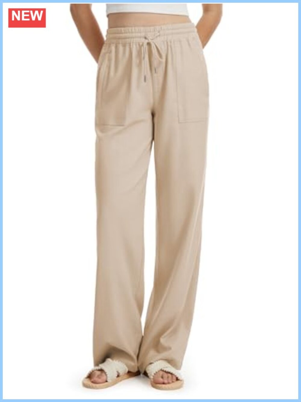 Wide Leg Linen Pants for Tall Women 32-36 Inseam Casual Palazzo Trousers